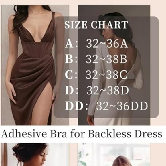New Invisible Adhesive Strapless Bra D Cup with Clear Halter Neck Strap Size D - Picture 6 of 12